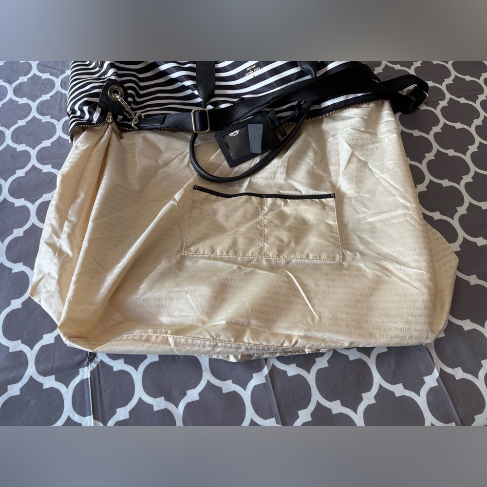 KATE SPADE Watson Lane Lyla striped nylon large weekender tote bag - Picture 11 of 15